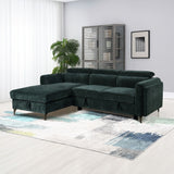 Zadok - Sectional Sofa With Sleeper & Storage - Green Chenille