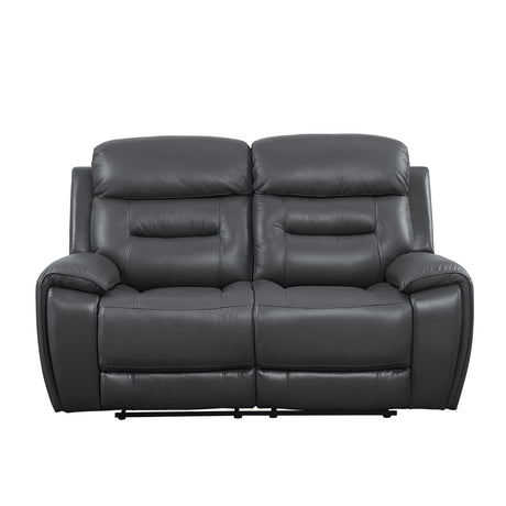 Lamruil - Motion Loveseat - Gray Top Grain Leather
