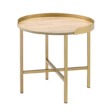 Mithea - End Table - Oak Table Top & Gold