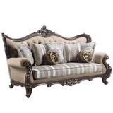 Ragnar - Sofa With 7 Pillows - Light Brown Linen & Cherry
