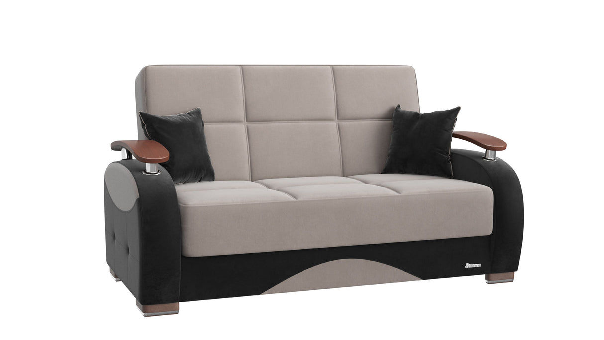 Ottomanson Yafah - Upholstered Convertible Loveseat With Storage - Gray