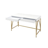 Lightmane - Writing Desk (Same Ac00900) - White High Gloss & Gold