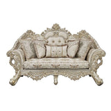 Danae - Loveseat With 5 Pillows - Fabric, Champagne & Gold