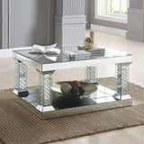 Nysa - Coffee Table - Mirrored & Faux Crystals - Glass - 19"