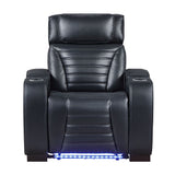 Ephron - Power Motion Recliner With Power Headrest & LED - Black