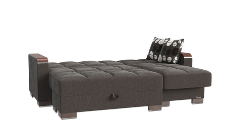 Ottomanson Armada X - Upholstered Convertible Wood Trimmed Chaise Lounge With Storage - Gray Chenille