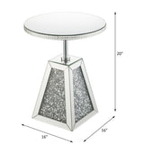Noralie - 20" Accent Table - Mirrored & Faux Diamonds