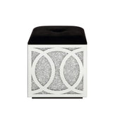 Noralie - 24" Ottoman With Storage - Mirrored & Faux Diamonds