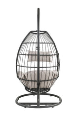 Oldi - Hanging Chair - Beige Fabric & Black Wicker