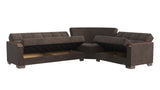 Ottomanson Armada X - Upholstered Convertible Wood Trimmed Sectional With Storage - Microfiber