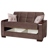 Ottomanson Armada X - Upholstered Convertible Wood Trimmed Loveseat With Storage - Microfiber