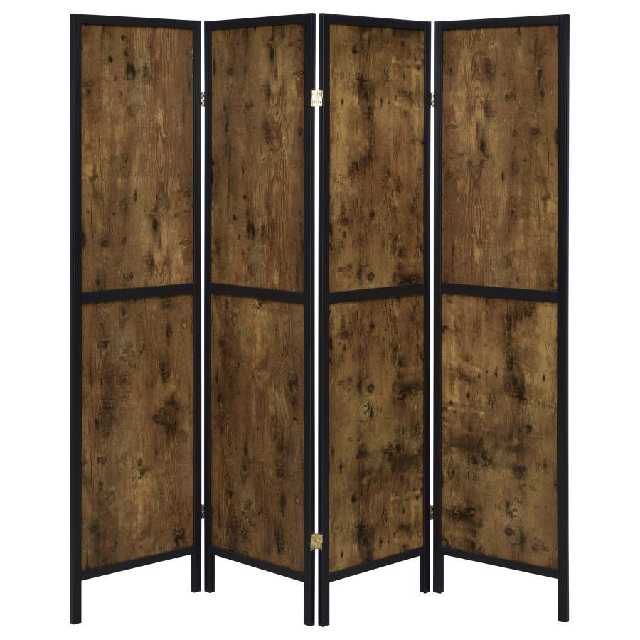 Deepika - 4 - Panel Room Divider Folding Screen - Rustic Nutmeg