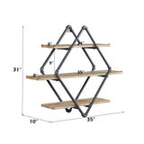 Brantley - 31" Wall Rack With 3 Shelves - Oak & Sandy Black