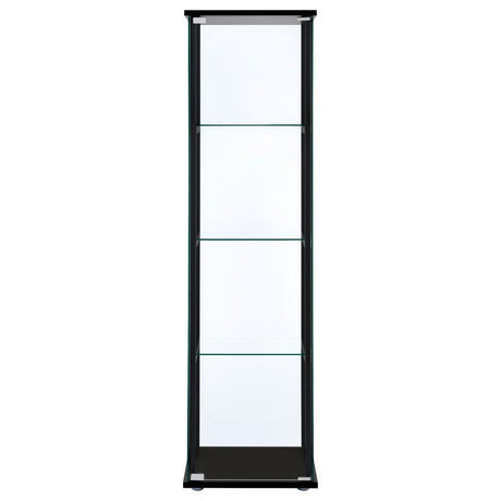Cyclamen - 4-Shelf Clear Glass Curio Display Cabinet - Black