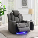 Leuco - Power Motion Recliner With Cup Holder, Control, LED & Power Headrest - Gray