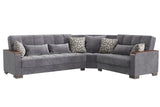 Ottomanson Armada X - Upholstered Convertible Wood Trimmed Sectional With Storage - Microfiber