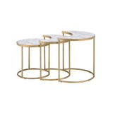 Anpay - Nesting Table Set - Faux Marble Top & Gold