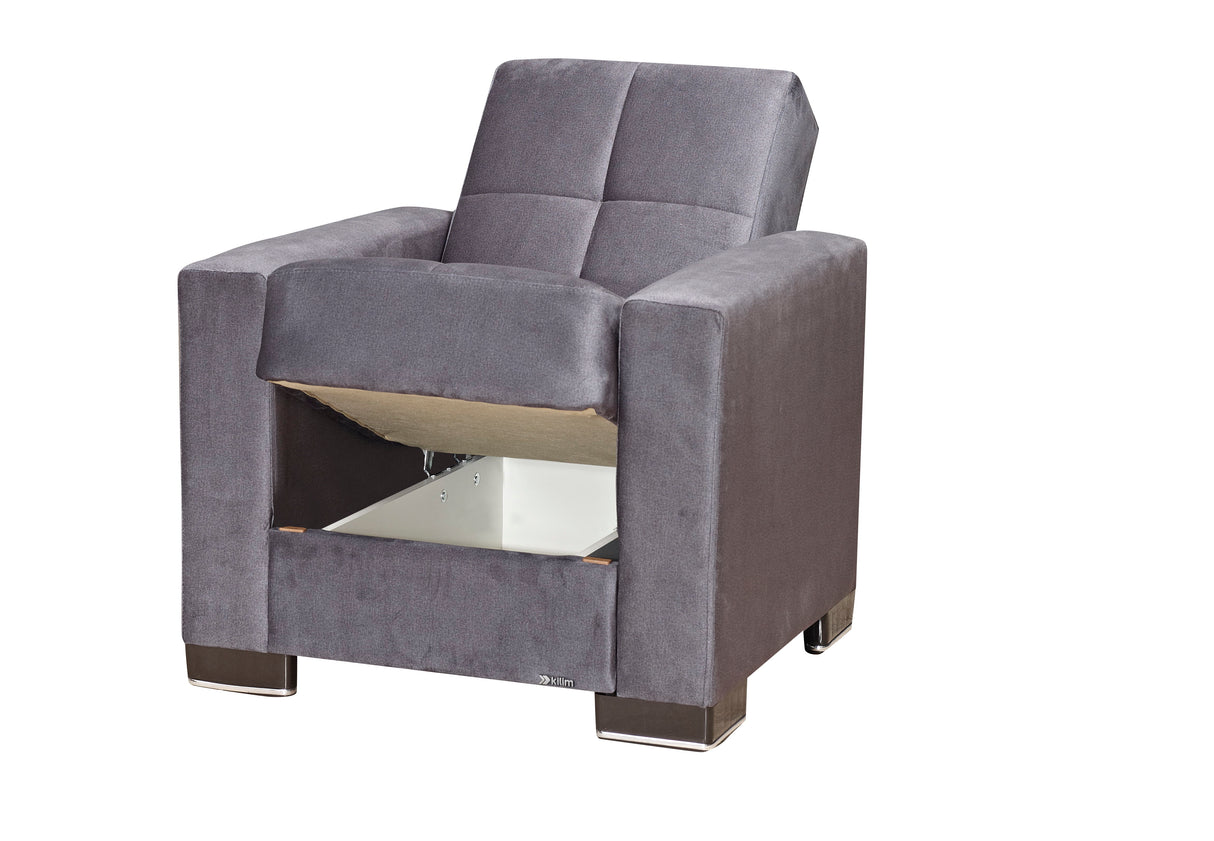 Ottomanson Armada - Upholstered Convertible Armchair With Storage - Microfiber