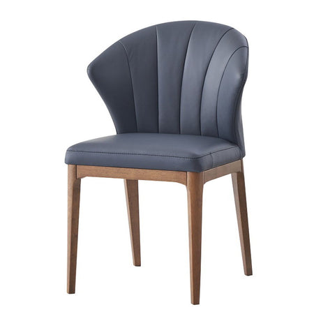 Seraphyne - Side Chair (Set of 2) - Slate Leather & Walnut