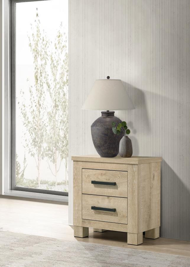 Oakglen - 2-Drawer Nightstand Bedside Table - Weathered Oak