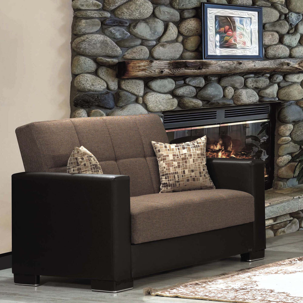 Ottomanson Armada - Upholstered Convertible Loveseat With Storage - Polyester