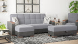 Ottomanson Armada X - Upholstered Convertible Wood Trimmed Ottoman With Storage