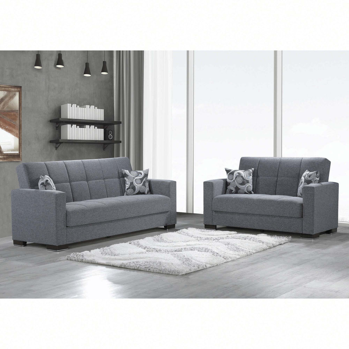 Ottomanson Armada - Upholstered Convertible Loveseat With Storage - Polyester