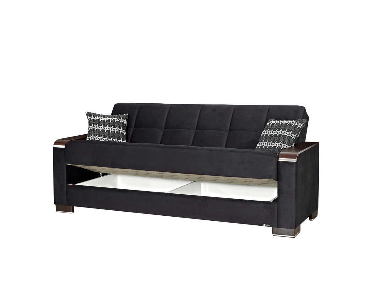 Ottomanson Armada X - Upholstered Convertible Wood Trimmed Sofabed With Storage - Microfiber
