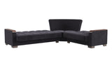 Ottomanson Armada X - Upholstered Convertible Wood Trimmed Sectional With Storage - Microfiber