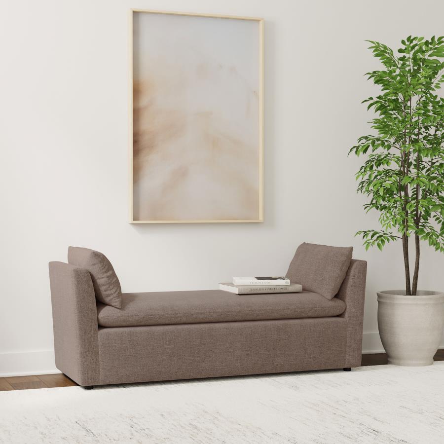 Robin - Upholstered Accent Bench With Armrests - Brown