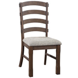 Pascaline - Side Chair (Set of 2) - Gray Fabric, Rustic Brown & Oak