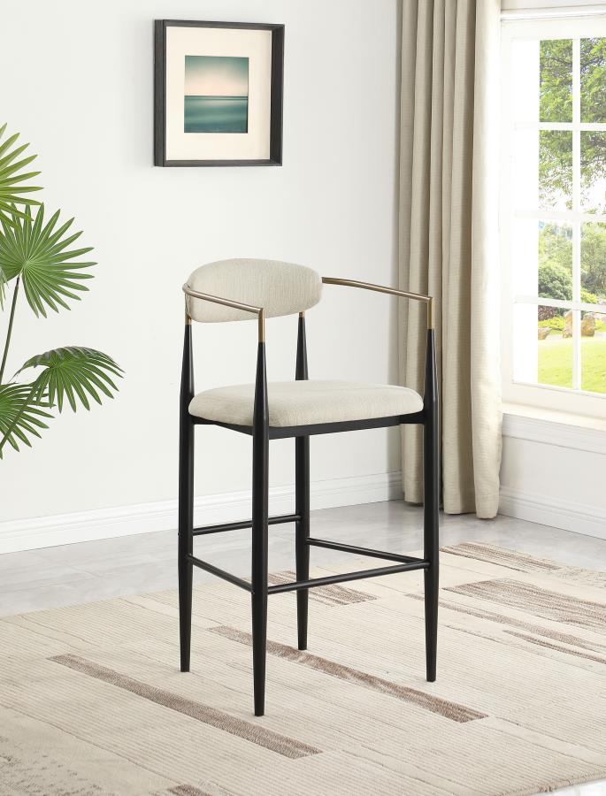 Tina - Metal Pub Height Bar Stool With Upholstered Back And Seat (Set of 2)