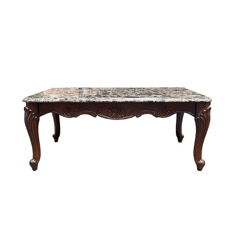 Nayla - Coffee Table - Natural Marble Top & Cherry