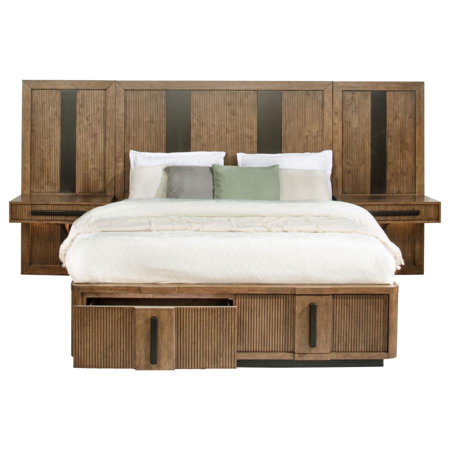Terrace - 2 Piece Wall Panel With Nightstand Set - Ash Brown