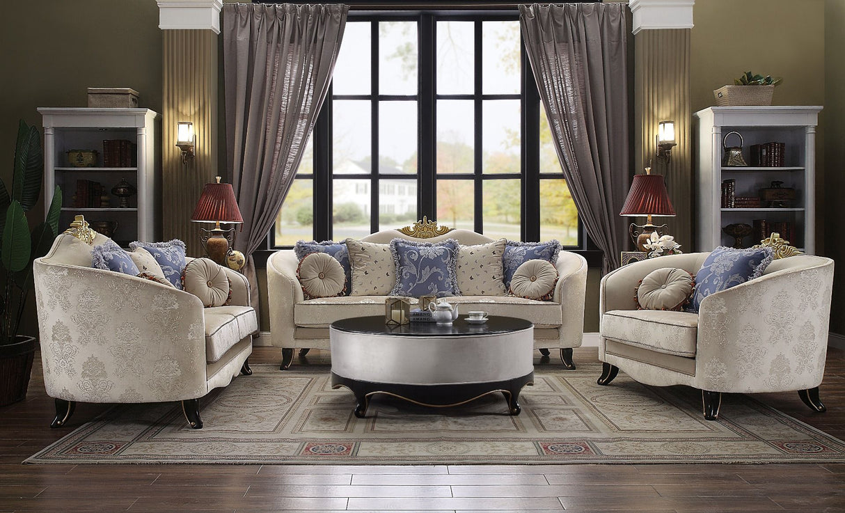 Sheridan - Sofa With 7 Pillows - Cream Fabric