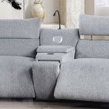 Fullar - Modular Console With Speaker & Cup Holder - Light Gary Chenille