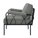 Rajni - Patio Arm Chair - Gray Fabric & Black