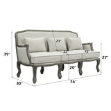 Tania - Sofa With 3 Pillows - Cream Linen & Gray