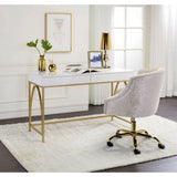 Lightmane - Writing Desk (Same Ac00900) - White High Gloss & Gold