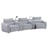 Fullar - Modular Power Motion Armless Recliner - Light Gary Chenille