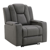 Leuco - Power Motion Recliner With Cup Holder, Control, LED & Power Headrest - Gray