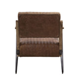 Eacnlz - Accent Chair - Cocoa Top Grain Leather & Matt Iron
