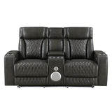 Taddeo - Power Motion Loveseat With Console, Speaker, USB, Wireless Charger & LED - Dark Gray