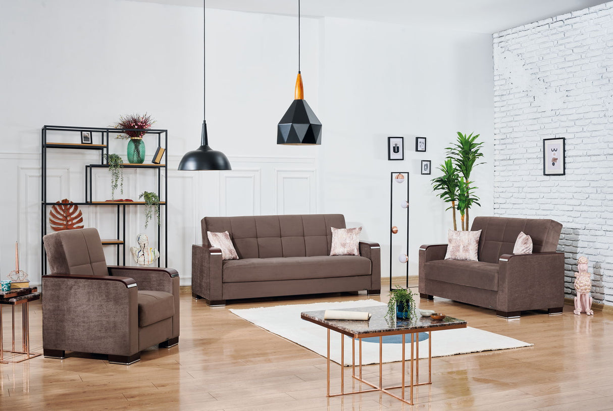 Ottomanson Armada X - Upholstered Convertible Wood Trimmed Sofabed With Storage - Microfiber