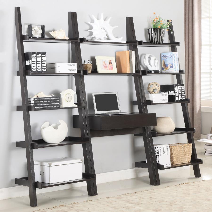 Colella - 3 Piece 1-Drawer Ladder Desk Set - Cappuccino