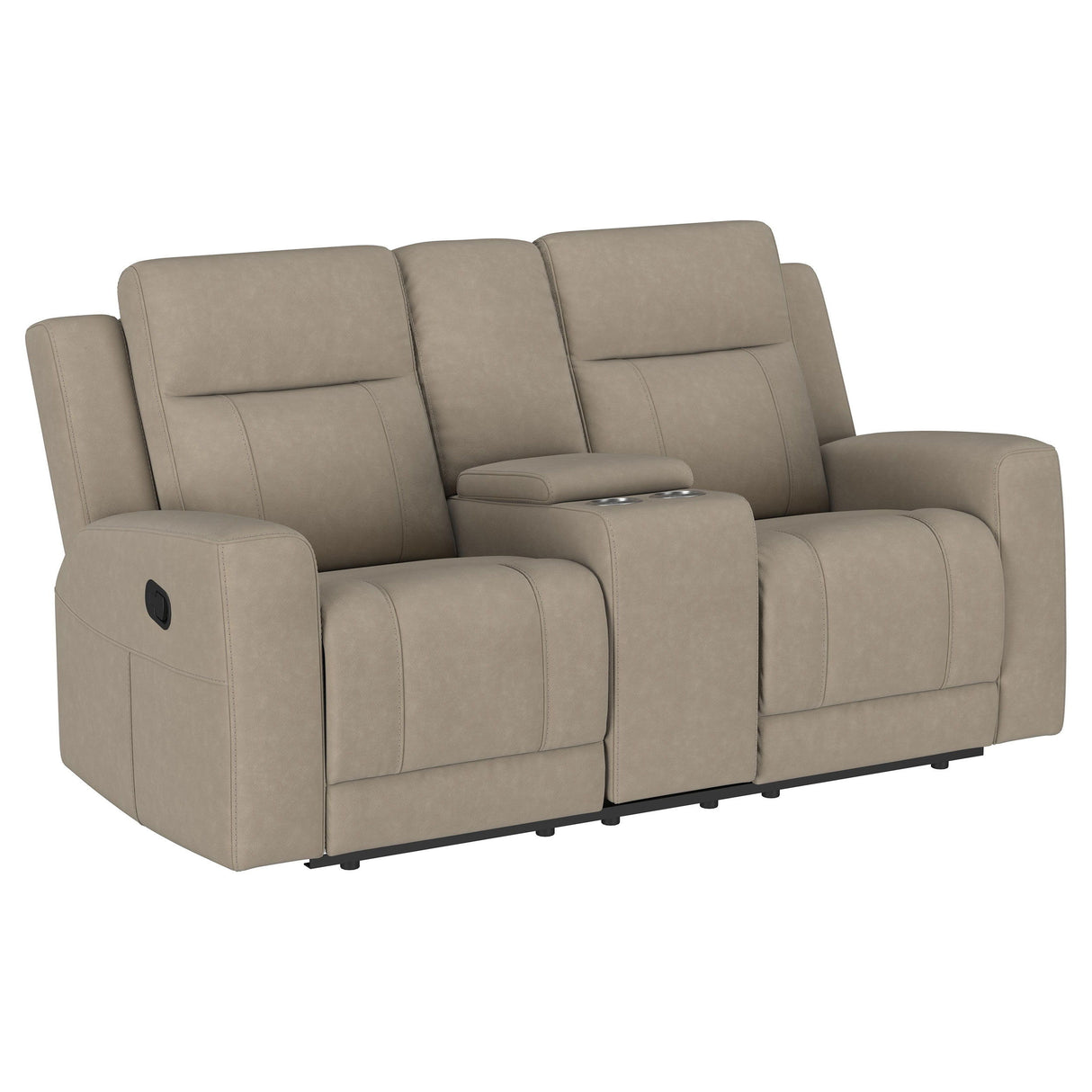 Brentwood - Upholstered Motion Reclining Loveseat With Console - Taupe