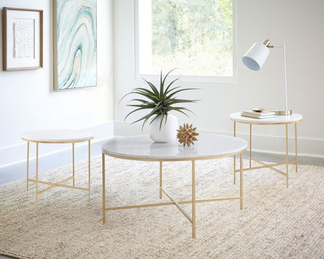 Ellison - Round Marble Coffee And End Table Set
