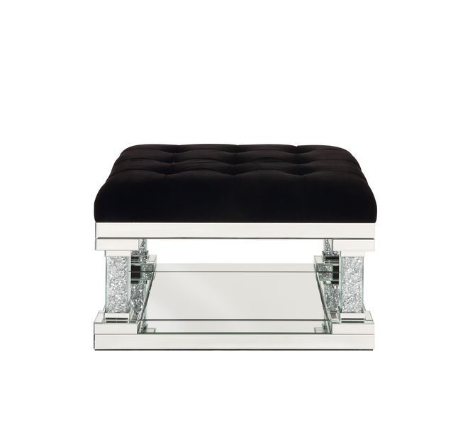 Noralie - Ottoman - Mirrored & Faux Diamonds