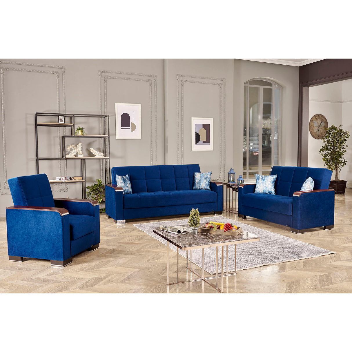 Ottomanson Armada X - Upholstered Convertible Wood Trimmed Sofabed With Storage - Microfiber