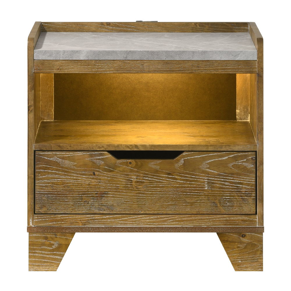 Garcia - Nightstand With LED - Light Brown